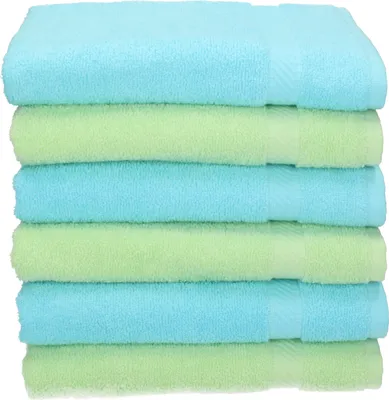 Produktbild von Betz 6 Stück Handtücher 50x100 cm PALERMO 100% Baumwolle Farbe: grün und türkis