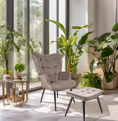Productafbeelding van CHILLROI Ella relaxfauteuil met voetenbankje, bruin