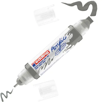 Produktbild von edding 5400 Acryl 3D Double Liner - grau - 1 Acrylfarbe Tube - Doppel-Spitze 2-3,5-10 mm - Acryl Farben zum Malen auf Leinwand, Malpapier und Holz - A