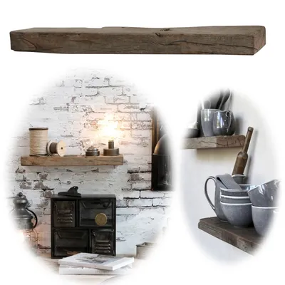 Produktbild von LS-LebenStil Holz Grimaud Wandregal 52x12cm Braun Schiffsleiter Küchenregal Bücherregal Wandboard Ablageboard Gewürzregal Dekoregal Schweberegal Bad