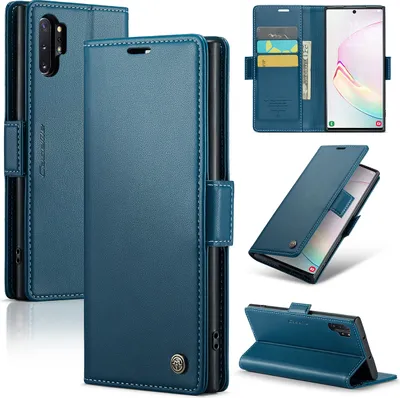 Produktbild von Galaxy Note 10+ Hülle, Leder Brieftasche Kartenfach Schutzhülle mit Standfunktion für Samsung Galaxy Note 10+ / Note 10 Plus Blau