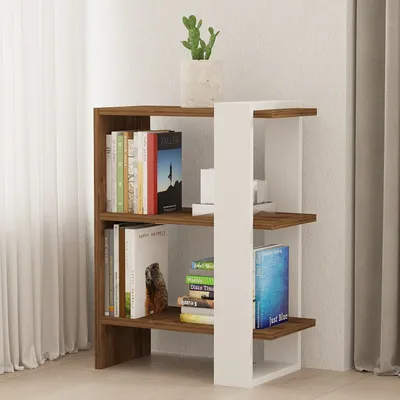 Produktbild von Skye Decor, Gaye- Gaye PUQ, Nussbaumfarbe,,Weiß, Bücherregale, 70x51,8x25 cm, 100% Melaminbeschichtete Partikelplatte