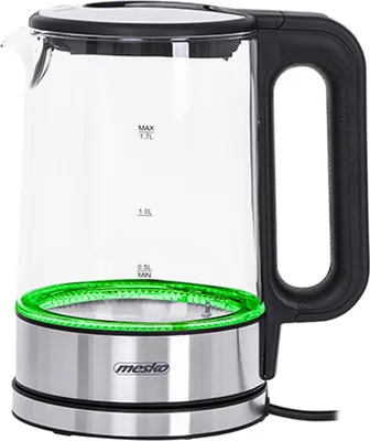 Zdjęcie produktu dla Mesko | Czajnik | Ms 1301B | Elektryczny | 1850 W | 1,7 L | Szkło/Stal Nierdzewna | Podstawa Obrotowa 360° | Czarny