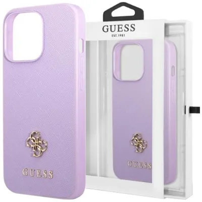 Produktbild von Etui Guess Guhcp13Lps4Mu Na Iphone 13 Pro / 13 Purpurowy/Lila Hardcase Saffiano 4G Klein Metall Logo
