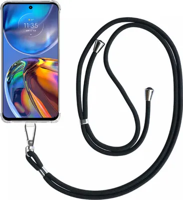 Obrázok produktu pre Puzdro na telefón vhodné pre Motorola Moto E32 Transparent ShockProof s odnímateľnou univerzálnou šnúrkou na telefón - obal Silikónové puzdro ShockProof so šnúrkou - Smartphonics