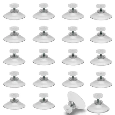 20 Saugnäpfe Ø 40 mm mit Rändelmutter M5, PVC, transparent