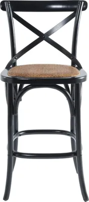 Zdjęcie produktu dla Hoker barowy z litego drewna i trzciny, szerokość 50 cm - BISTROT