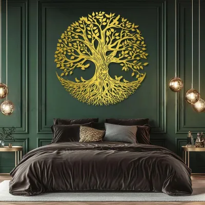 Image de Décoration murale en métal représentant un arbre de vie, dimensions 47 x 47 cm