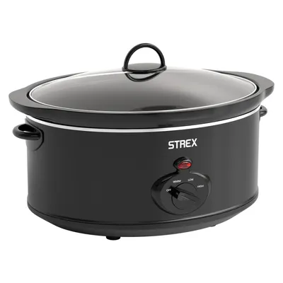 Produktbild von Strex Schongarer Slowcooker 3.5L - Herausnehmbarer Keramik-Innenbehälter - Warmhaltefunktion - Slow Cooker - Schwarz