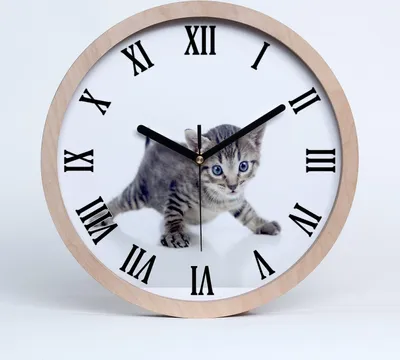 Produktbild von Holzuhr 25fi cm wanduhr - schwarze Spitzen - kleine Katze