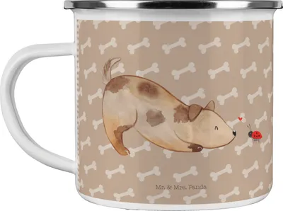 Produktbild von Mr. & Mrs. Panda Kaffeepott Hund Marienkäfer - Hundeglück - Geschenk, Haferl, Mischlingshund, Neugierig, Hunde, Sprüche, Teetasse, Motivtasse, Pott, Emaille Tasse, becher