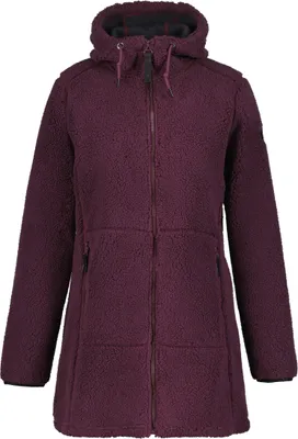 Produktbild von Icepeak Agra Fleecejacke für Damen mit verschließbaren Taschen und einer Kapuze, Farbe:Weinrot, Größe:XL