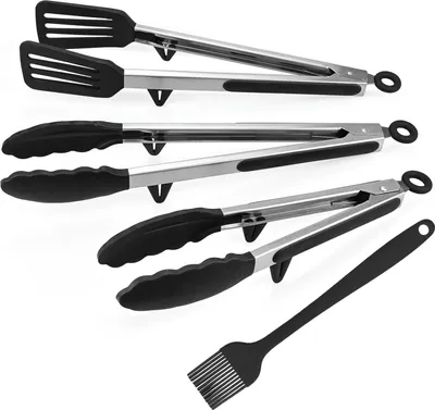 Produktbild von Hitzebeständige Küchentangenset für Kochen und Grillen mit Silikon und Edelstahl