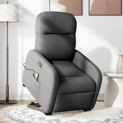 Produktbild von vidaXL Elektrischer Massagesessel mit Aufstehhilfe Dunkelgrau Stoff
