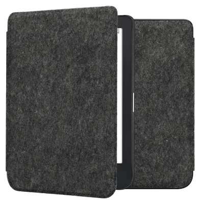 Produktbild von kwmobile Hülle kompatibel mit Kobo Clara 2E / Tolino Shine 4 - Filz Stoff eReader Schutzhülle Cover Case - Dunkelgrau
