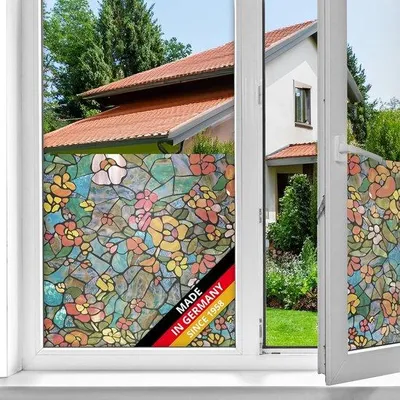 Produktbild von Famanu Fensterfolie Selbstklebend 45 cm x 2 m - Sichtschutzfolie für Zuhause und Dusche