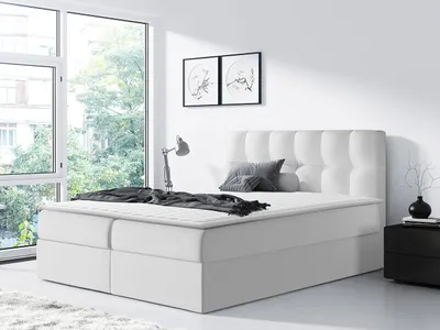 Obrázek produktu pro Hotelová manželská postel 180x200 KOLDBY - bílá  + topper