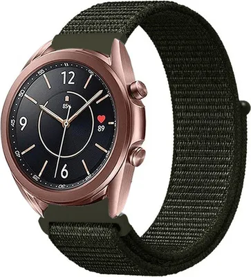 Produktbild von Strap-it Samsung Galaxy Watch 3 41mm Nylon Armband (Dunkelgrün)