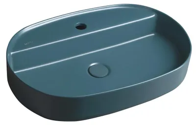 Produktbild von INFINITY OVAL Aufsatzwaschbecken, 60x40cm, grün Petrol matt