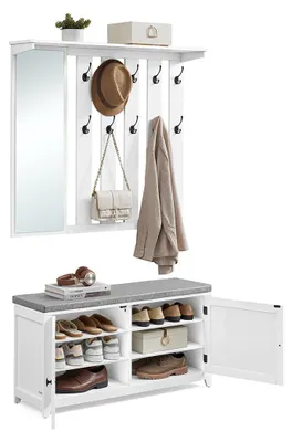 Produktbild von Schuhbank & Wandgarderobe – Fluraufbewahrung – 10 Haken – hohe Kapazität – 31 x 102 x 52 cm