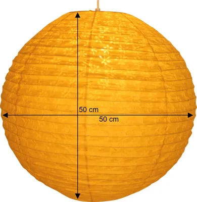 Zdjęcie produktu dla Okrągły abażur z papieru lokta, lampa wisząca Coronada – Ø 50 cm Żółty, papier lokta, azjatyckie abażury z papieru i tkaniny