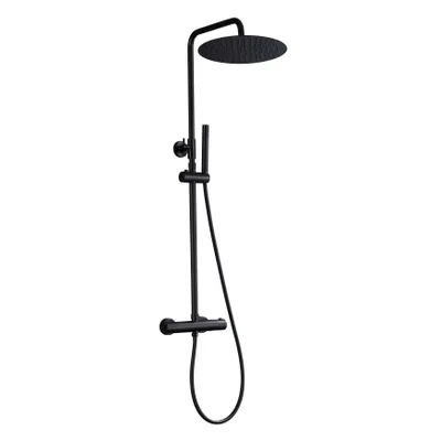 Immagine prodotto di JOHO Colonna Doccia Termostatico Nero Opaco Acciaio Inox Set Doccia a Pioggia con Soffione e Doccetta a Mano D30cm tondo