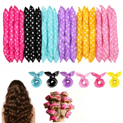 Imagen del producto de Rodillos de espuma para el cabello, 21 x 3,5 cm, 24 unidades, 6 colores, sin calor, para peinados