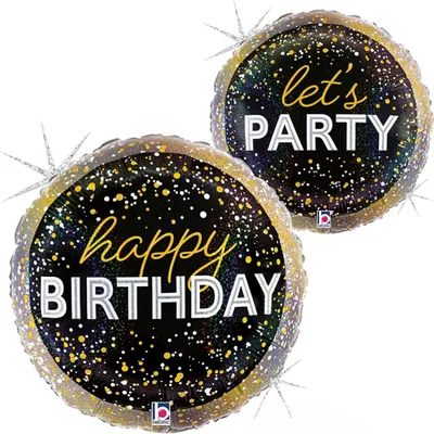 Produktbild von Folienballon zum Geburtstag, schwarz, 46 cm, Metallic Birthday Party