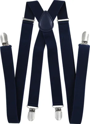 Produktbild von axy® Dunkelblau Herren Hosenträger 2,5cm breite mit 4 Stabile Clips X-Form länge verstellbar- Hochzeit-Business Outfit