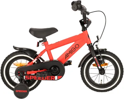 Produktbild von AMIGO Kinderfahrräder Jungen Speeder 12 Zoll Jungen Rücktrittbremse Rot/Schwarz