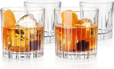 Productafbeelding van Twee Old Fashioned glazen - Cocktailglazen (lowball) - Set van 4 - Loodvrij kristal - Italiaans glaswerk - 12 oz (355 ml)