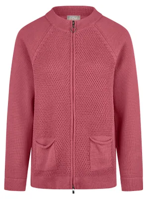 Produktbild von Rabe Strickjacke Pink Größe 40, gerade Form, Baumwoll-Mix, Reißverschluss mit Stehkragen