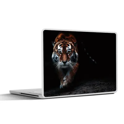 Produktbild von MuchoWow® Laptop Aufkleber Sticker Cover Tiere - Tiger - Schwarz - Wild - Porträt 30x21 cm - Sticker für Laptop - Selbstklebend