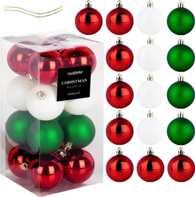 Produktbild von Vilde | Christbaumkugeln - 16er Set - Bruchfest - Kunststoff - Weihnachtskugeln Mix Bunt 5cm