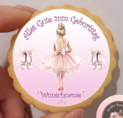 Produktbild von Ballerina Ballett essbare Aufleger klein rund 1 Seite A4 Oblatenpapier 0,6 Wafer Paper Ausstanzung rund 3,8 cm 35 Stk.