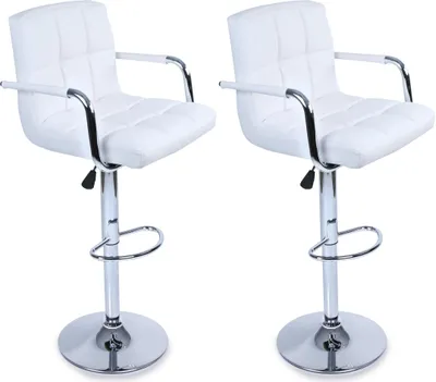 Produktbild von TRESKO® 2er Set Barhocker Weiß mit Armlehnen Lehne Barstuhl Hocker Tresenhocker
