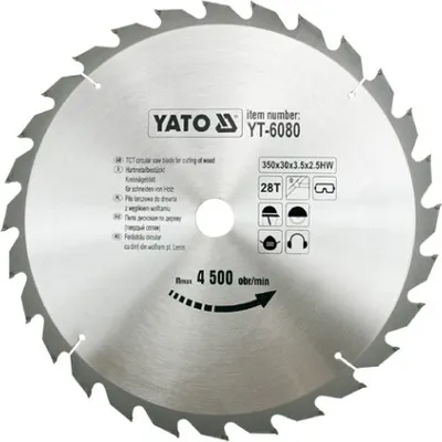 Produktbild von Yato YT-6080, Kunststoff, Holz, 35 cm, 3 cm, Hartmetall-bestücktes Wolfram (TCT), 2,5 mm, 4500 RPM