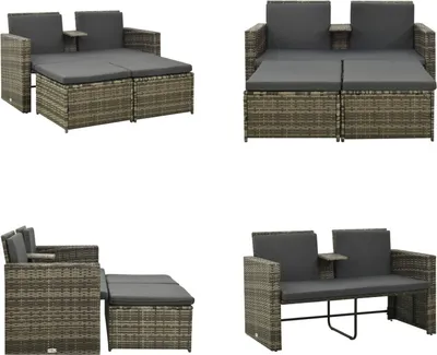 Produktbild von vidaXL 3 tlg. Garten Lounge Set mit Auflagen Poly Rattan Grau - Garten-Sofa-Set - Garten-Sofa-Sets - Gartenmöbel Set - Gartenmöbel Sets