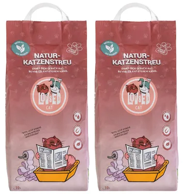 Produktbild von Lov&Ed Natur-Katzenstreu 2x 10 Liter - hygienische Frische in der Katzentoilette