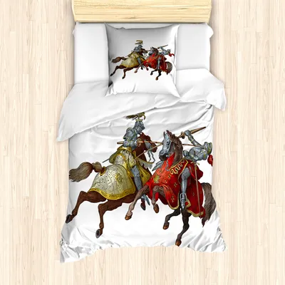 Produktbild von ABAKUHAUS Mittelalterlich Mantele, Mittelalter Ritter, Milbensicher Allergiker geeignet mit Kissenbezügen, 135 cm x 200 cm - 80 x 80 cm, Mehrfarbig
