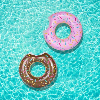 Produktbild von Schwimmring Donut-Design aus PVC, braun-pink, 90x90x22cm