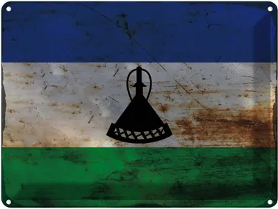 Produktbild von vianmo Blechschild 30x40 cm Lesotho Flagge Fahne Wappen