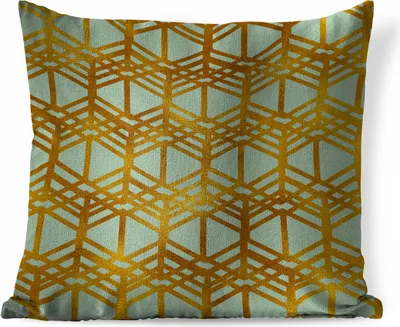 Produktbild von MuchoWow® Zierkissen Sofakissen Wohnzimmer Dekokissen 50x50 cm Muster - Gold - Linie - Komfort - Sofakissen