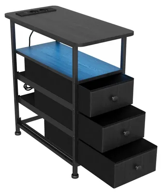 Obrázek produktu pro Noční stolek, tři zásuvky, minimalistický moderní design, černý – 3 zásuvky