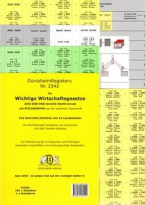 Produktbild von DürckheimRegister® WICHTIGE WIRTSCHAFTSGESETZE (BGB, HGB, GmbHG, AktG, UmwG) MIT Stichworten