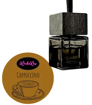 Produktbild von WonderWax Auto Duft Lufterfrischer Quadratisch schwarz-schwarz 8 ml|Cappuccino|Innenraum Deko Parfüm Car Scent Baum Geruch Luxus Aufhänger