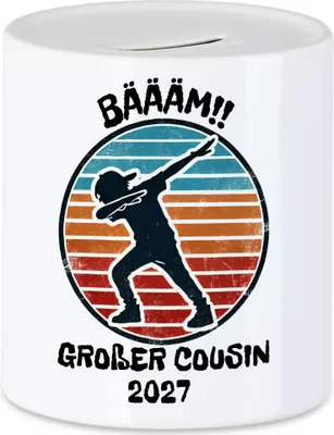 Produktbild von Bääm! Großer Cousin 2027 Spardose Ankündigung Dab Geburt Nachwuchs Schwangerschaft