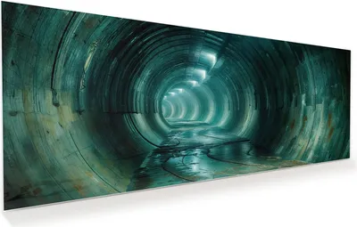 Produktbild von Glasbild 100x40cm in XXL für Wohnzimmer, Schlafzimmer Motiv Verlassener Tunnel