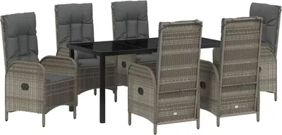Image de Ensemble de salle à manger pour jardin 7 pcs Gris polyrotin
