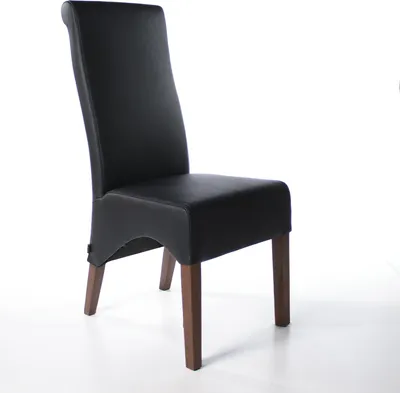 Produktbild von Lederstuhl Lederstühle Regina Schwarz Nussbaum Esszimmerstuhl Stuhl Stühle